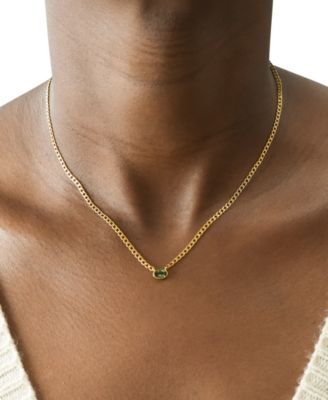Green Tourmaline Bezel 18" Pendant Necklace (1/2 ct. t.w.) in Gold Vermeil, Created for Macy's