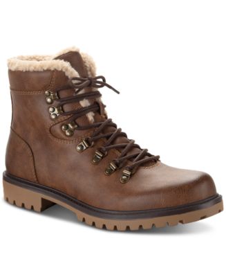 Sun + Stone Men's Kyson Faux-Shearling Lace-Up Boots, Created for Macy's -  Macy's