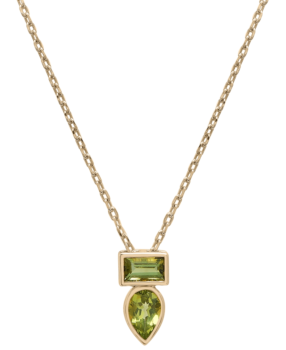 Peridot (3/8 ct. t.w.) & Green Tourmaline (1/3 ct. t.w.) Bezel 18" Pendant Necklace in Gold Vermeil (Also available in Morganite & Pi