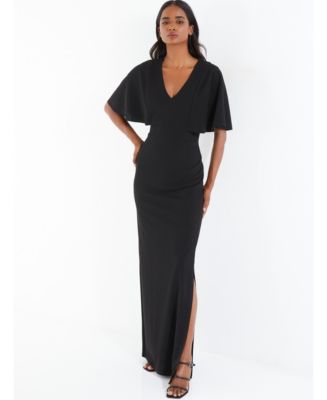 QUIZ Women's Black Batwing V-Neck Maxi Dress - Macy's