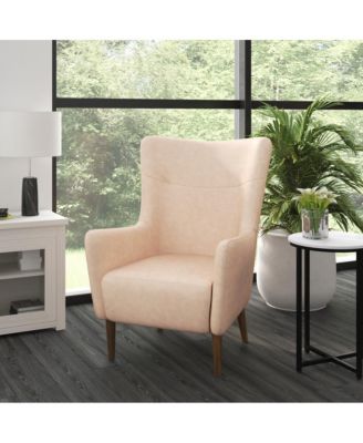 Regal Traditional Wingback Accent Chair, Upholstery And Wooden Frame And Legs