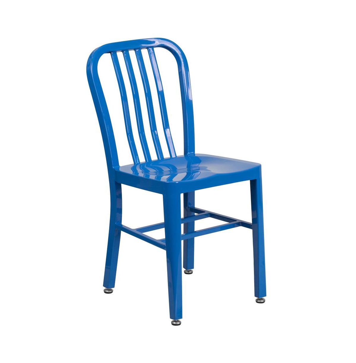 Merrick Lane Santorini Galvanized Steel Indoor/Outdoor Dining Chair With Slatted Back And Powder Coated Finish