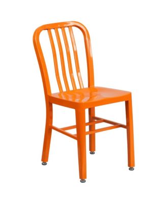 Santorini 18 Inch Galvanized Steel Indoor/Outdoor Dining Chair With Slatted Back And Powder Coated Finish