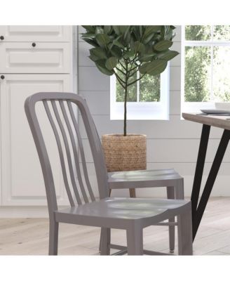 Santorini 18 Inch Galvanized Steel Indoor/Outdoor Dining Chair With Slatted Back And Powder Coated Finish