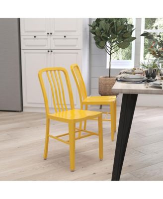 Santorini 18 Inch Galvanized Steel Indoor/Outdoor Dining Chair With Slatted Back And Powder Coated Finish