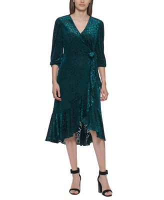 Calvin Klein - Petite Animal-Print Velvet Burnout Dress