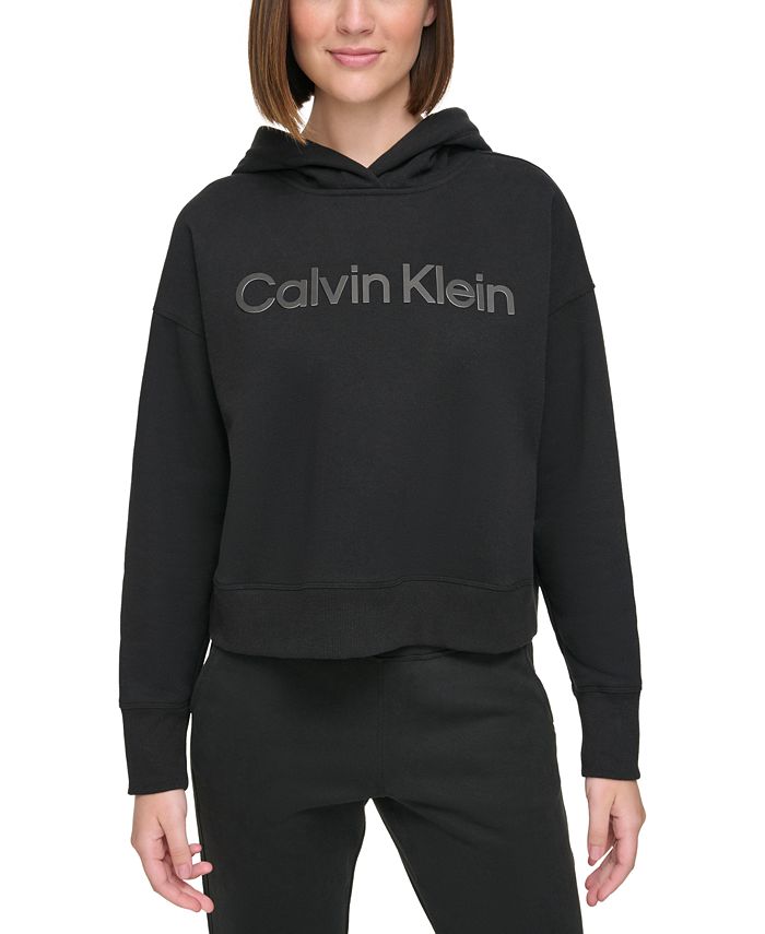 Calvin Klein Women's Logo Drop-Shoulder Fleece Hoodie - Macy's