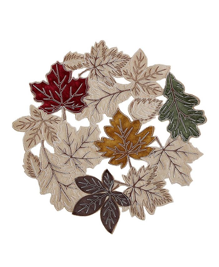 Elrene Happy Fall Leaves Cutwork Fabric Round Placemat Macy's