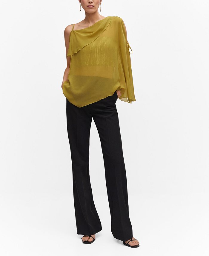 MANGO Women's Bows Detail Asymmetric Blouse Macy's