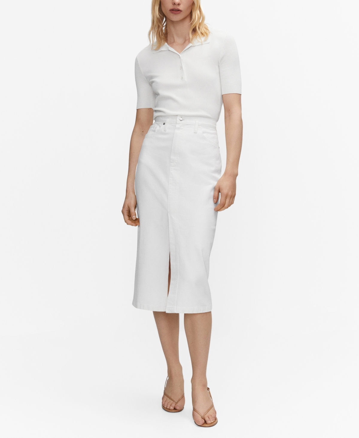 Mango white midi skirt outlet