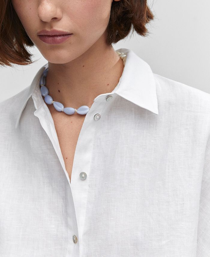 MANGO Women's Short Sleeve LinenBlend Shirt Macy's