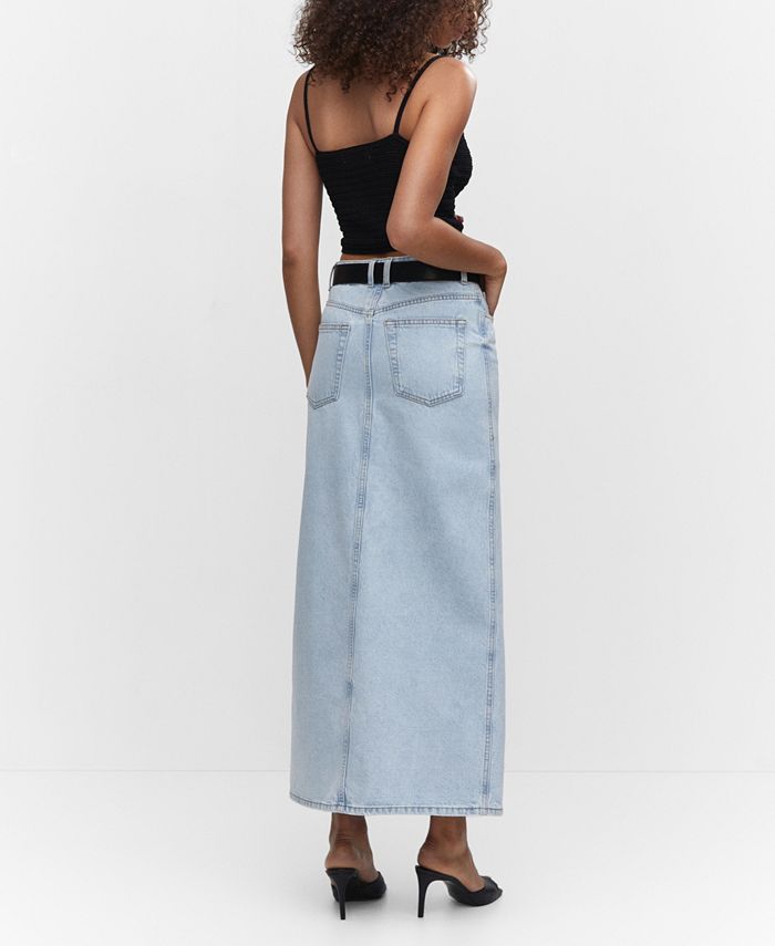 MANGO Women's Slit Denim Skirt - Macy's