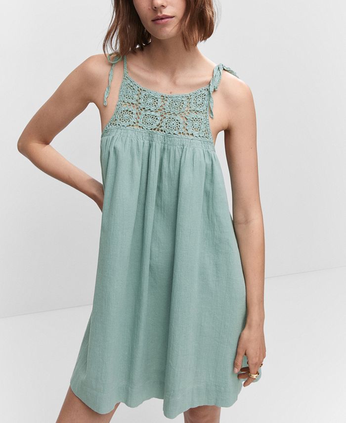 MANGO Women's Crochet Panel Dress - Macy's