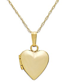 Children's Heart 13" Locket Necklace in 14k Gold