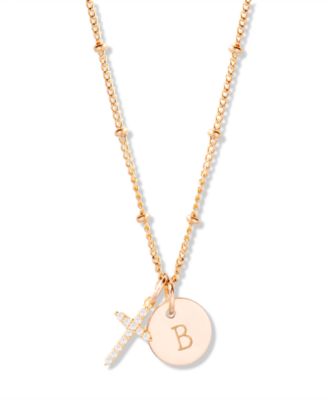 "14k Gold" Josephine Initial Cross Pendant