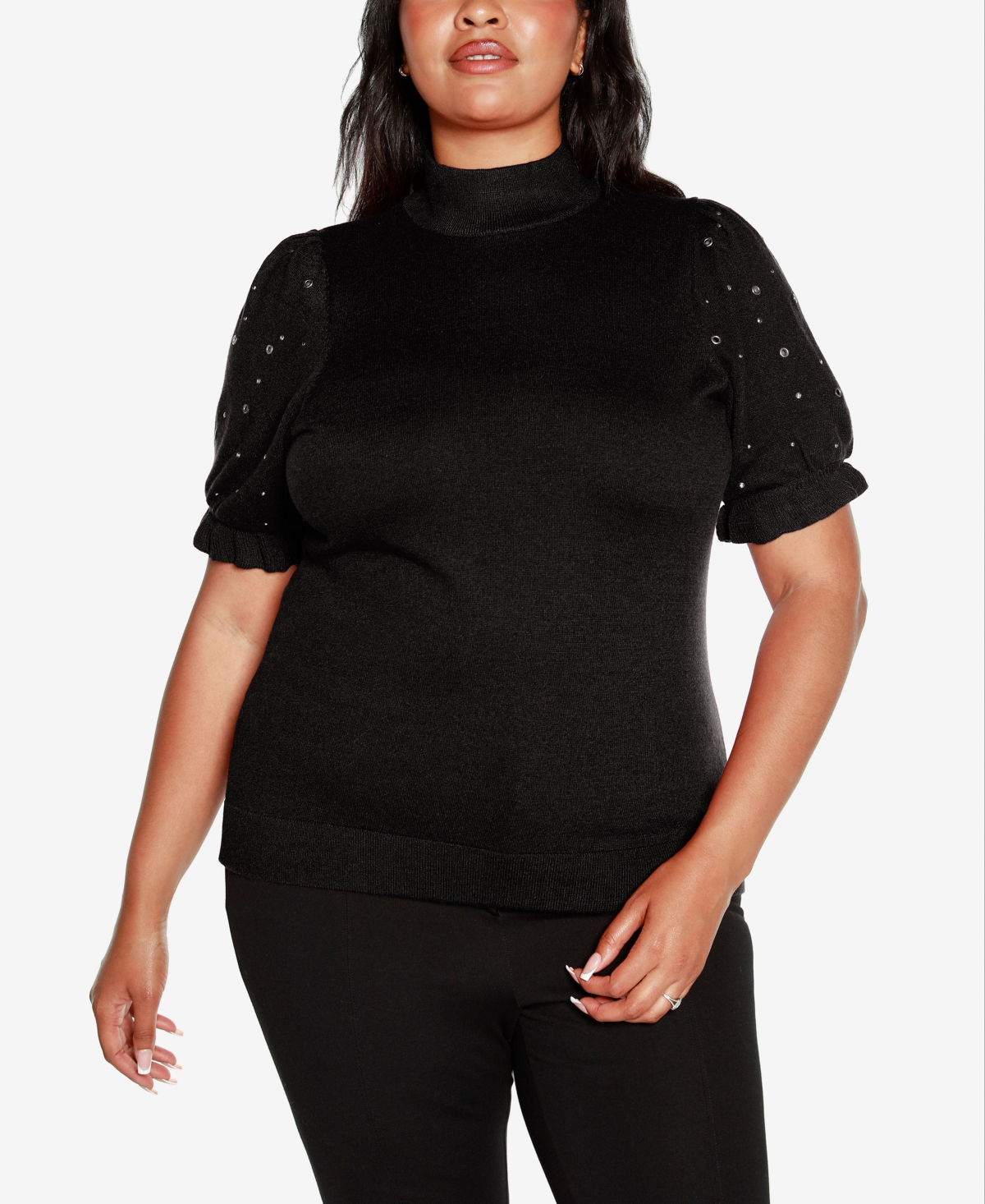 Women's plus size short sleeve mock turtleneck on sale