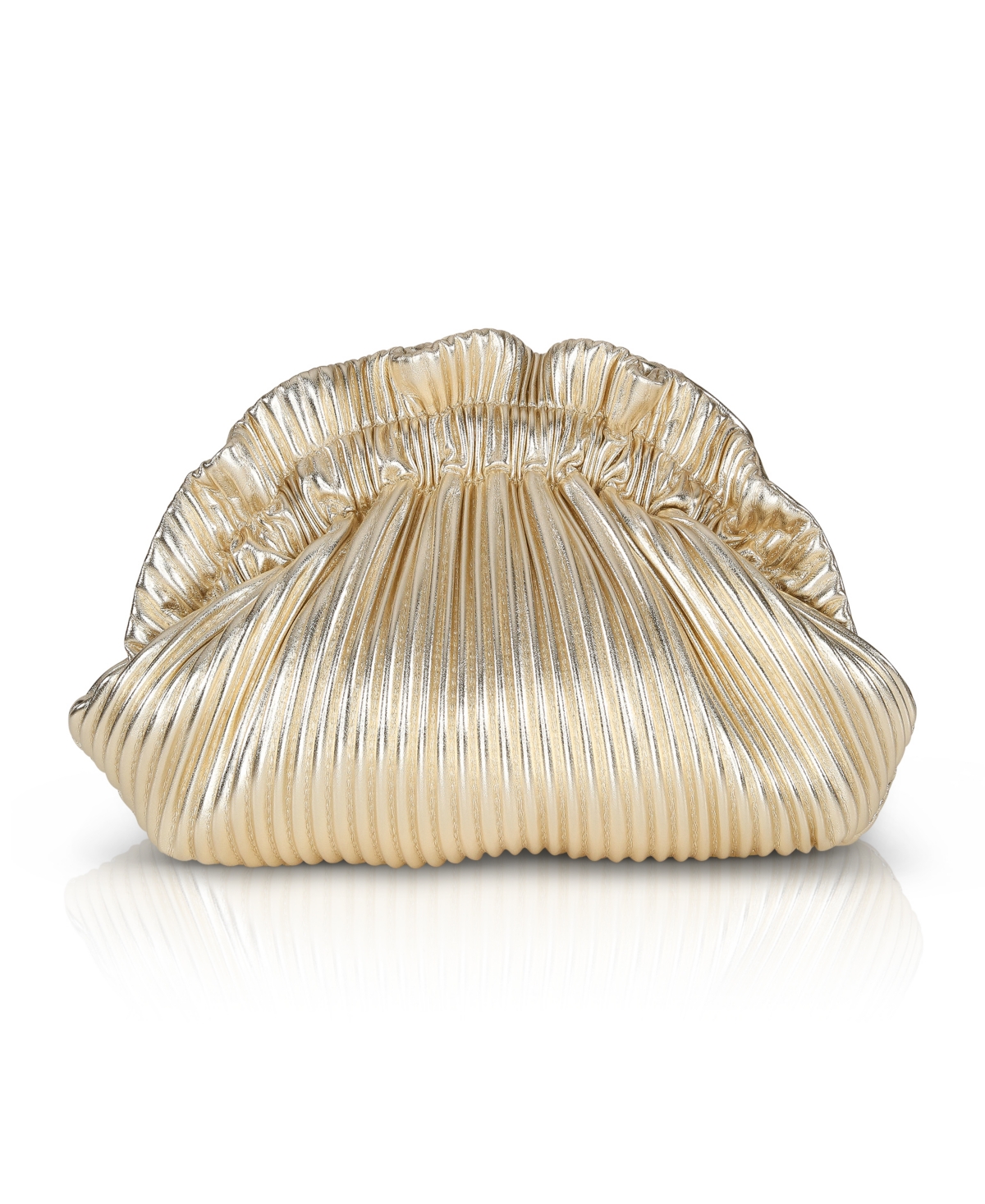 Women's Piper Faux Leather Rib Pleated Pouch Clutch - Gold