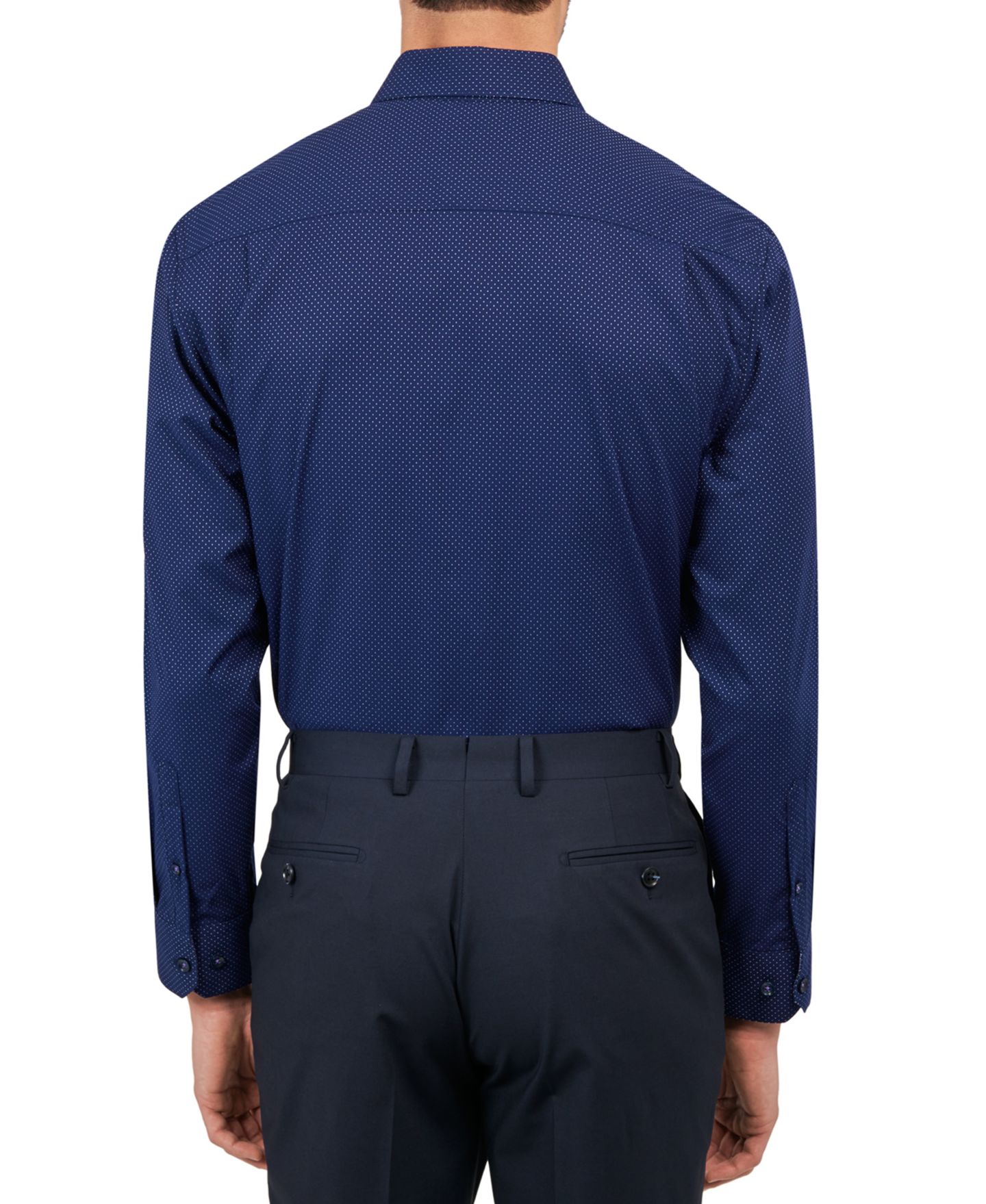 Мужская рубашка MICHELSONS OF LONDON Dot-Print Wrinkle-Free Dress Shirt, цвет: Тёмно-синий — фото 2