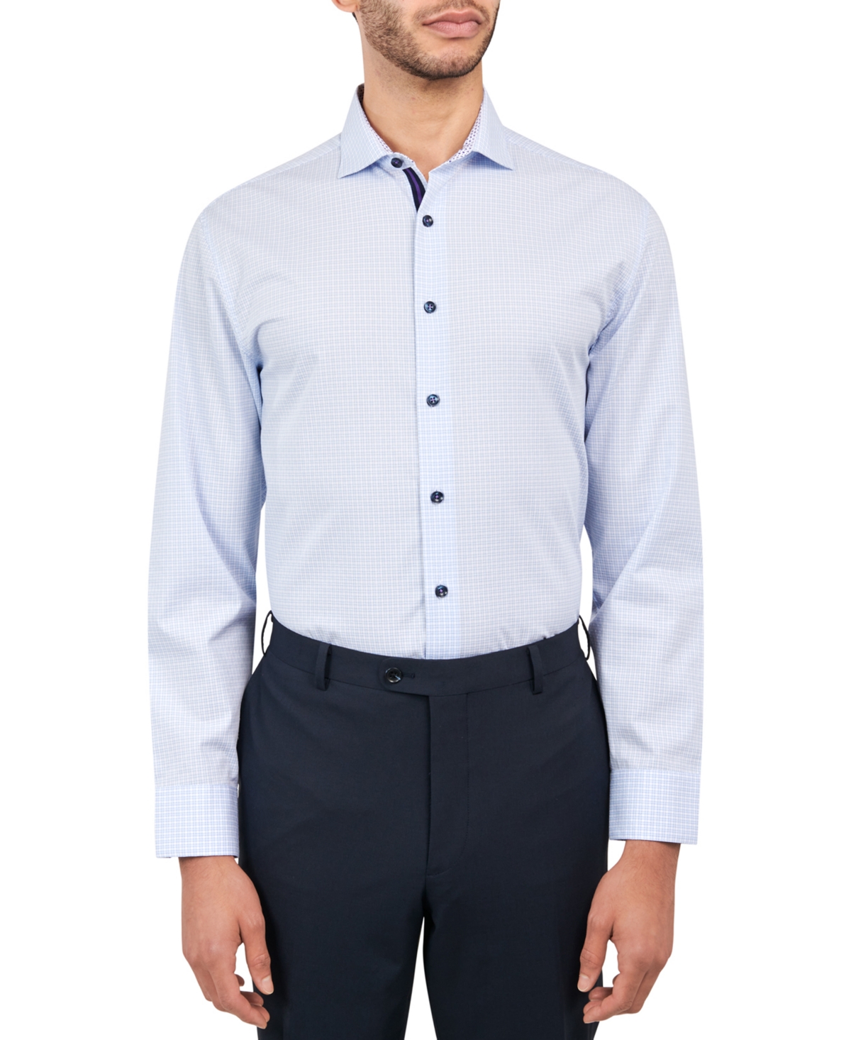 Michelsons Men's Regular-fit Fine Stripe Dress Shirt In Lilac