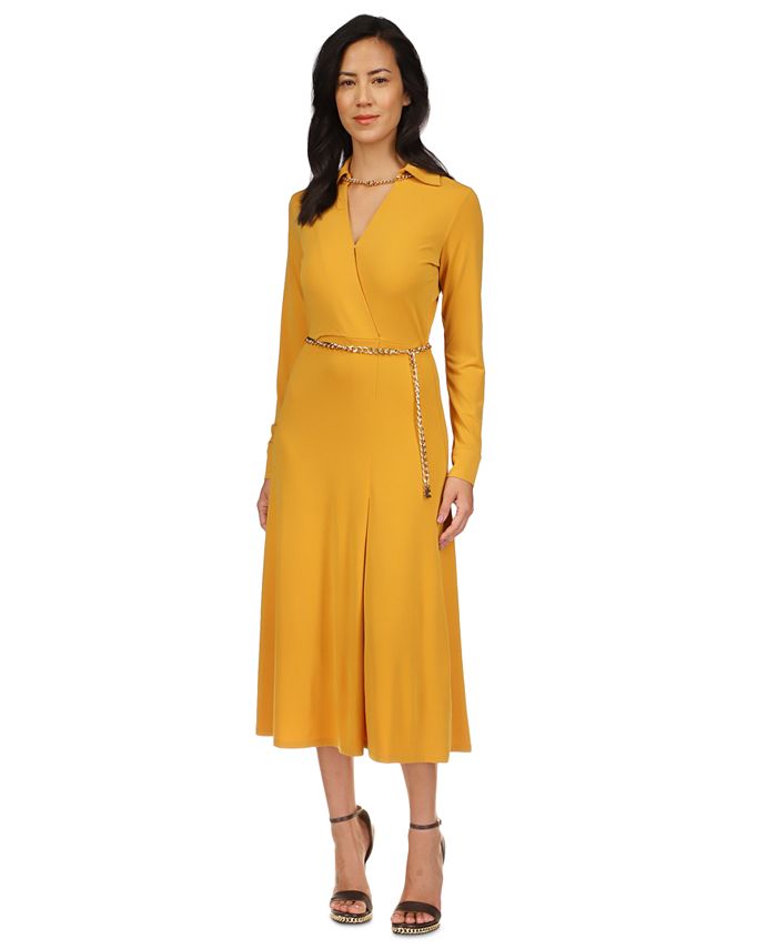 Michael Kors Women s Solid Chain Faux Wrap Dress Macy s