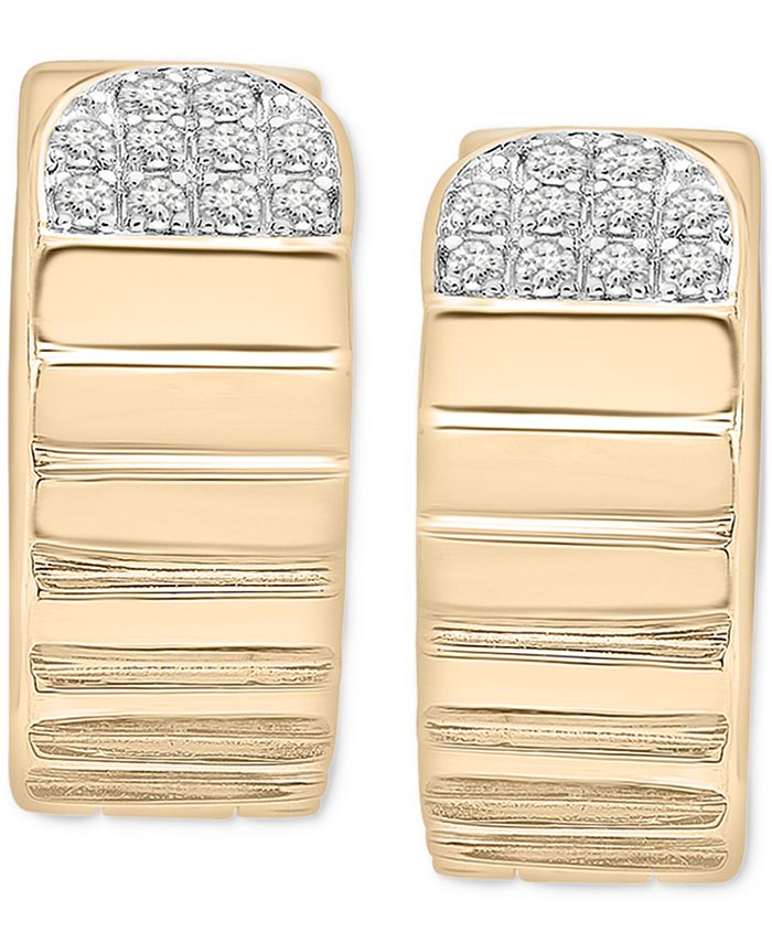 Emerald Trio Small Huggie Hoop Earrings in White Gold