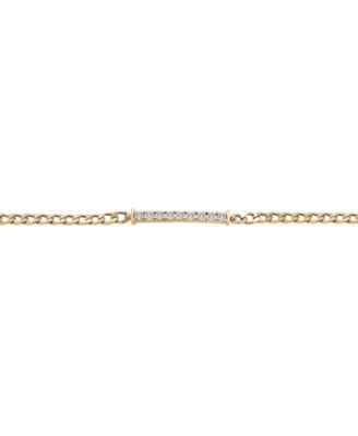 Diamond Bar Curb Link Bracelet (1/6 ct. t.w.) in Gold Vermeil, Created for Macy's
