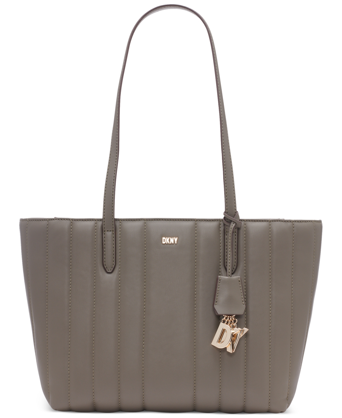 Dkny Lexington Quilted Zip-top Tote In Dk Clay