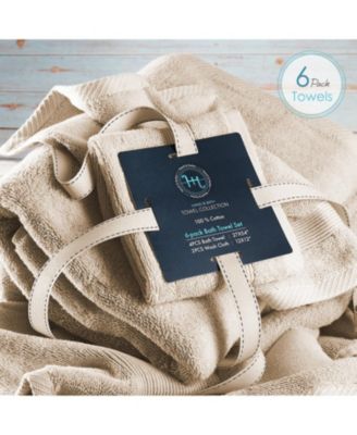Luxury Combed Cotton Bath Towel Set, 6-Piece