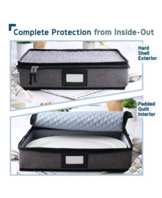 Hard Shell Fine China Platter Storage Case - Holds 4 Wide Platters