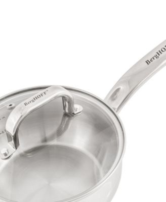 Belly Shape 18/10 Stainless Steel 6.25" Sauce Pan with Glass Lid, 1.5qt.