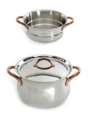 Ouro Gold 3pc 18/10 SS Steamer Set, SS Lids, Rose Gold Handles
