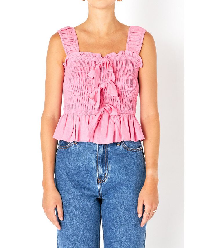 endless rose Women's Bow Smocked Top Macy's
