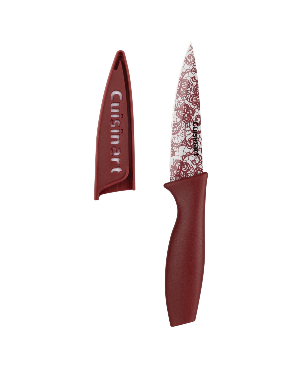Cuisinart Stainless Steel 10 Piece Printed Cutlery Burgundy Lace Set - Burgundy  White