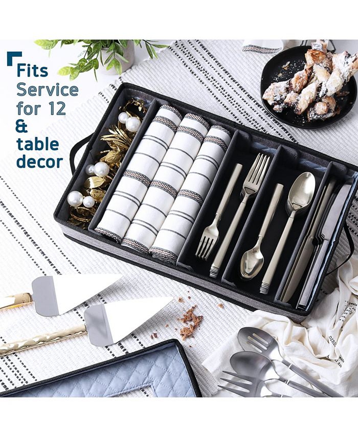 StorageBUd Hard Shell Flatware & Silverware Storage Box Holds a 12