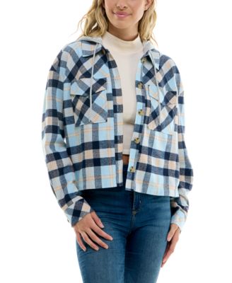 Ultra Flirt - Juniors' Plaid Hoodie Shacket