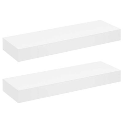 Wall Mounted Shelf Set of 2 White MDF 31.5 in