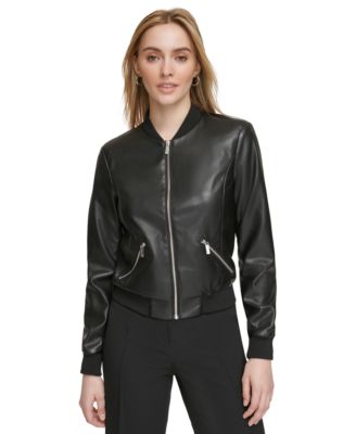Calvin Klein - Women's Zipper-Front Bomber Jacket