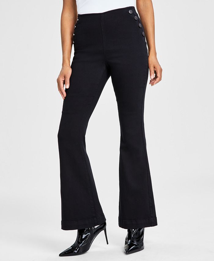 I.N.C. International Concepts Women's Pull-On Sailor-Button Flare Jeans,  Created for Macy's - Macy's