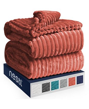 Nestl Cut Plush Fleece Throw Blanket - Lightweight Super Soft