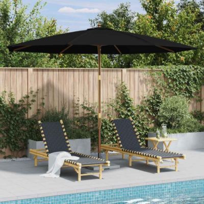 Garden Parasol with Wooden Pole 137.8" Black