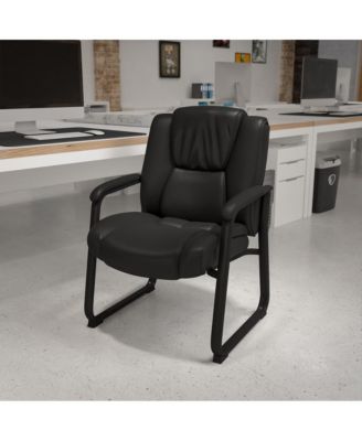 1 PC Leather Big & Tall 500 Lb. Rated Tufted Executive Side Reception Chair With Sled Base