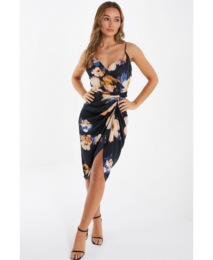 Quiz floral sales wrap dress