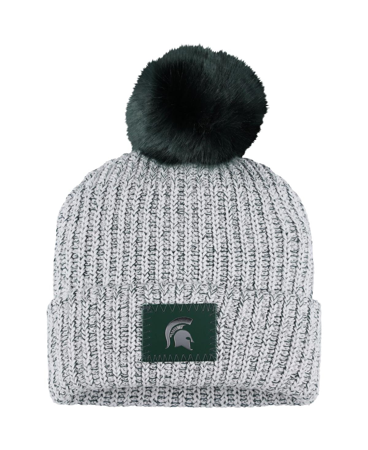 Women's Love Your Melon Gray Michigan State Spartans Cuffed Knit Hat with Pom - Gray