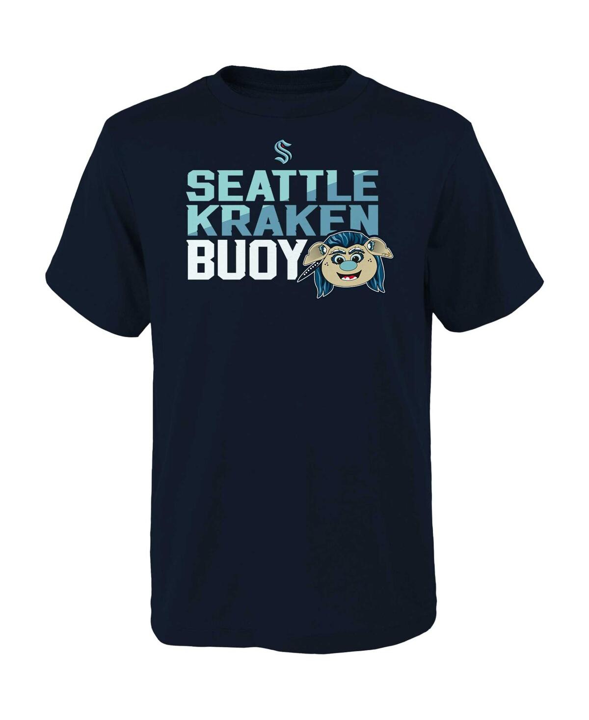 Outerstuff Kids' Big Boys Deep Sea Blue Seattle Kraken Mascot Head T-shirt