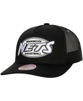 Mitchell & Ness Men's Black Brooklyn Nets Team Seal Trucker Snapback Hat