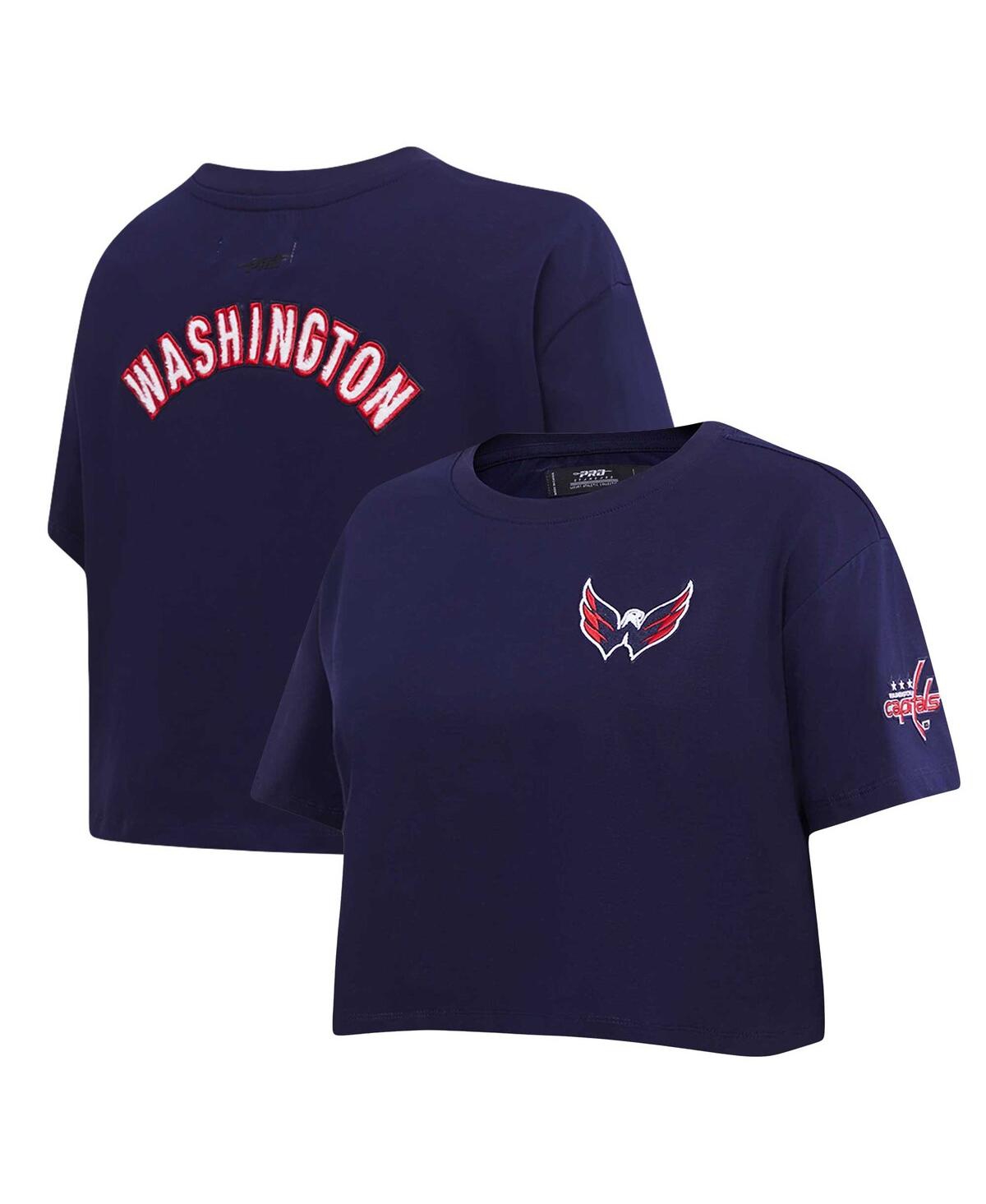 Shop Pro Standard Women's  Navy Washington Capitals Classic Boxy Cropped T-shirt