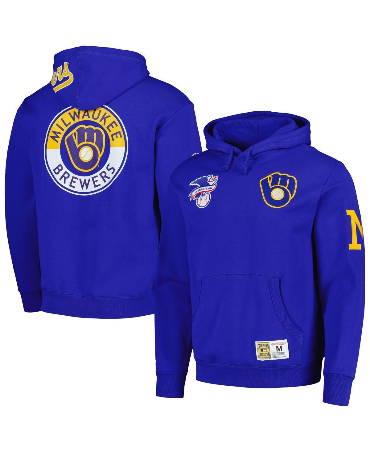 Men's Mitchell & Ness Royal Milwaukee Brewers City Collection Pullover Hoodie Size: Medium