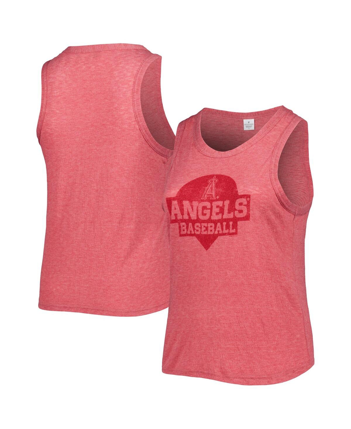 Shop Soft As A Grape Women's  Red Los Angeles Angels Plus Size High Neck Tri-blend Tank Top