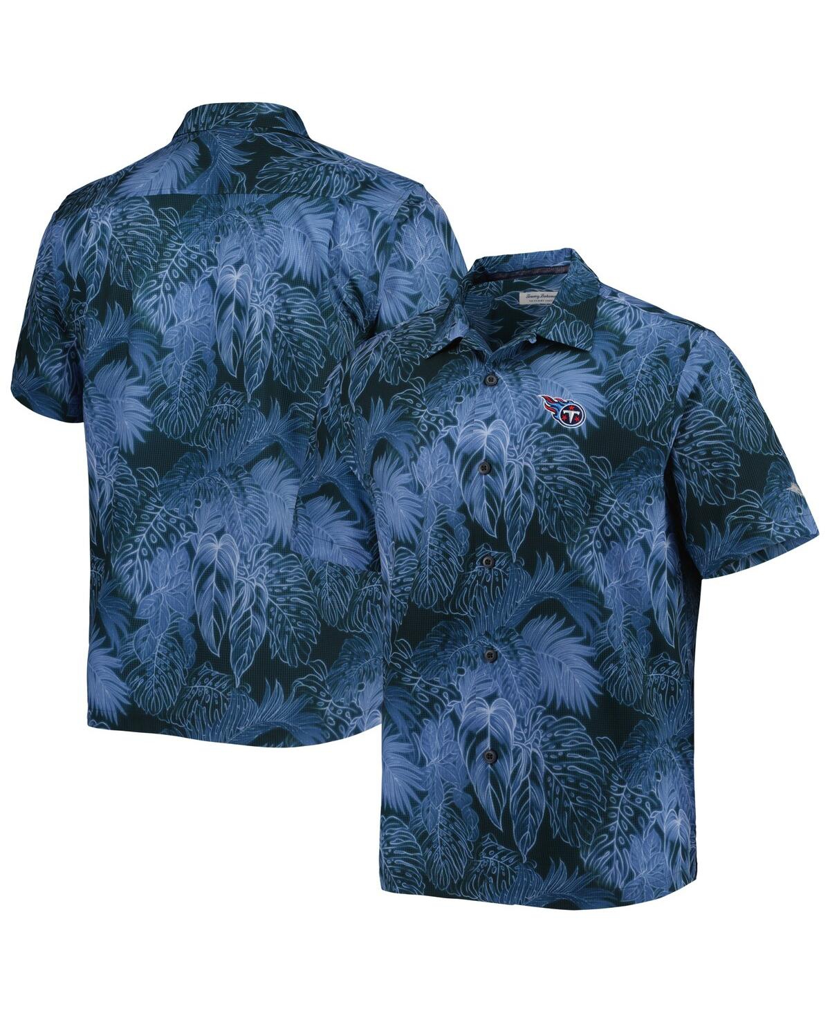 Shop Tommy Bahama Men's  Blue Tennessee Titans Coast Luminescent Fronds Camp Islandzone Button-up Shirt