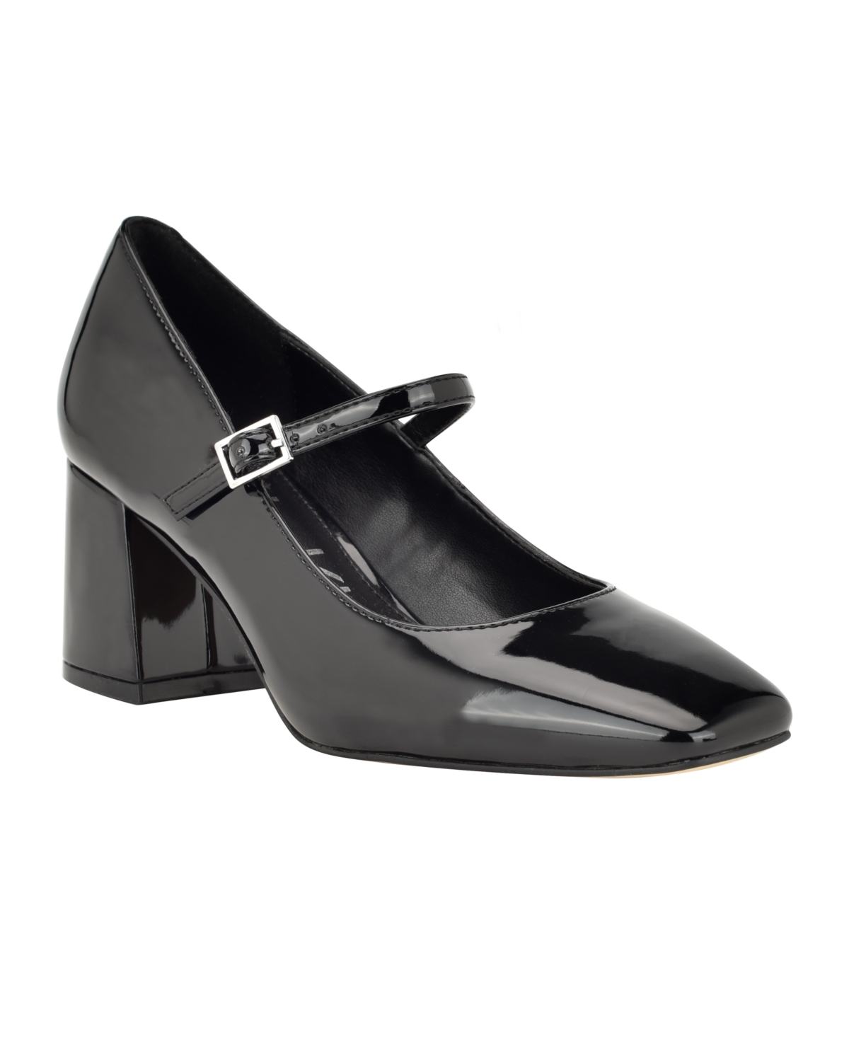 Shop Calvin Klein Women's Jatlee Mary Jane Square Toe Block Heel Dress Pumps In Black Patent